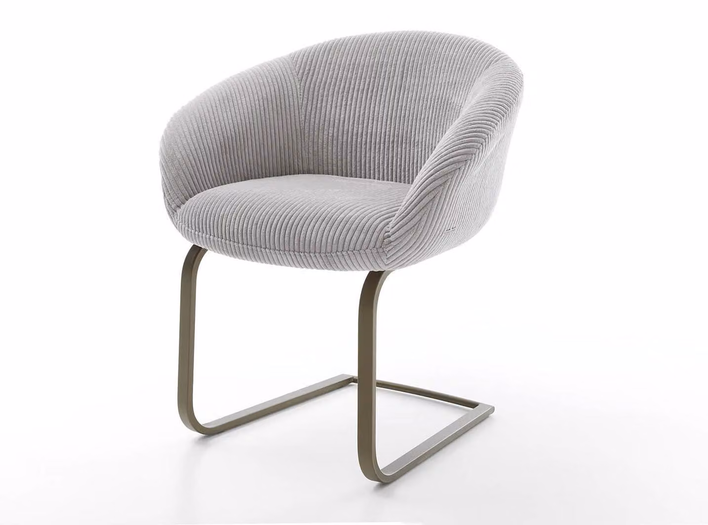 DELIFE Sedia girevole Vinka-Flex con braccioli, rivestita in tessuto cord, colore grigio argento. Sedia girevole dal design minimalista, finitura effetto titanio, imbottitura in molle insacchettate