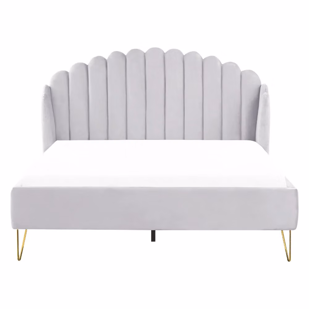 Letto Beliani in velluto grigio con testata capitonné e gambe in metallo L/P/H: 160 x 200 cm – 2