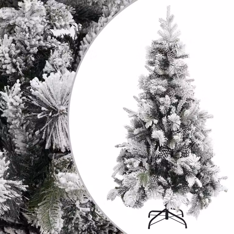 The Living Store Albero di Natale con pigne innevate 225 cm PVC & PE