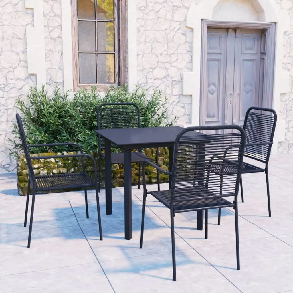 The Living Store Set da pranzo da giardino 5 pezzi in vetro nero e acciaio