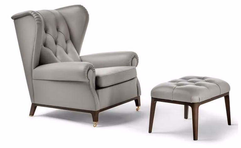 Modern Set Garnitur Polster Relax Fernseh 2tlg. Sessel Hocker Beistell Designer
