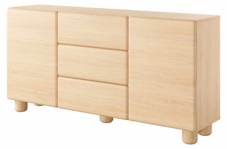 Comò FURNLUX Lomo, colore beige, 161 cm / Colore principale: beige / Dimensioni: 161 x 81 x 38 cm