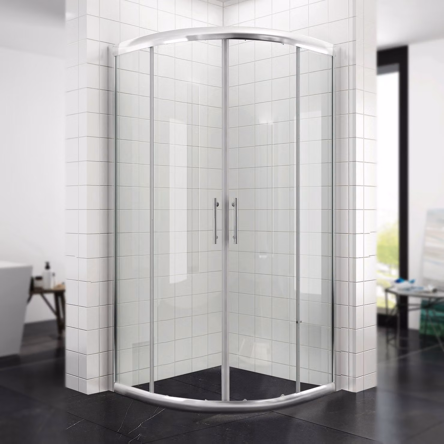 SONNI cabina doccia quadrante ingresso angolare 90x90cm doccia rotonda porta scorrevole cabina doccia