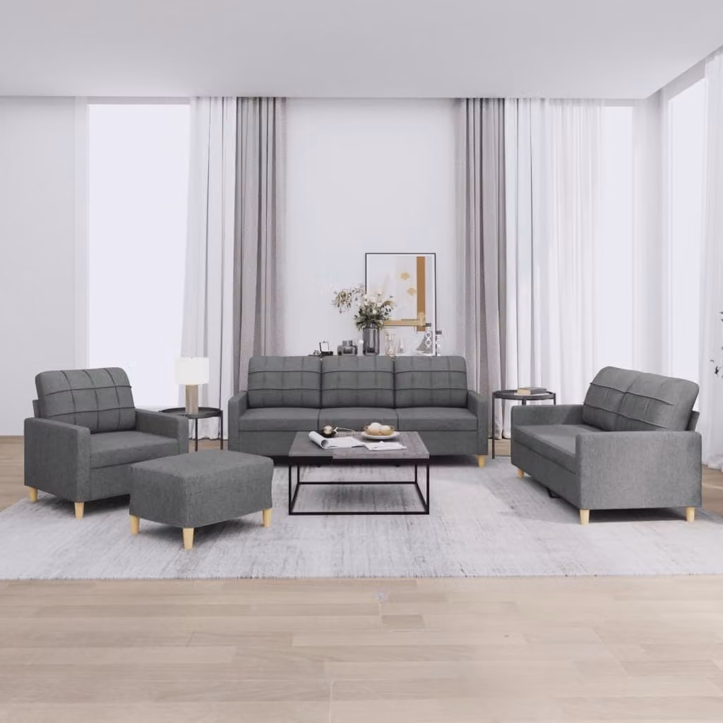 Maison Exclusive - Set divano 4 pezzi con cuscini in tessuto grigio scuro