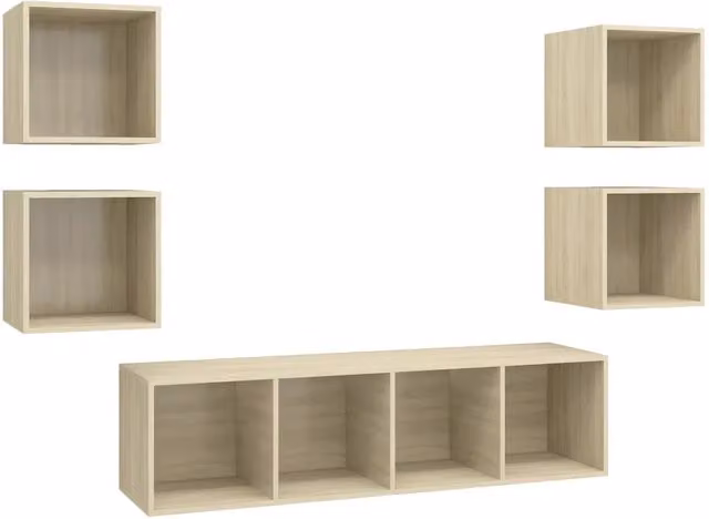 Set Mobili TV 5 pz | Armadietto TV | Mobile Porta TV Rovere Sonoma in Legno Multistrato