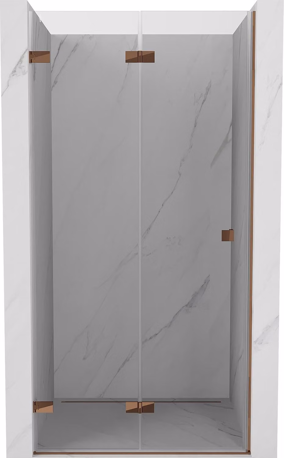 Mexen Lunar-F porte doccia pieghevoli sinistre 85 cm, trasparenti, oro rosa - 836-085-000-60-00-L