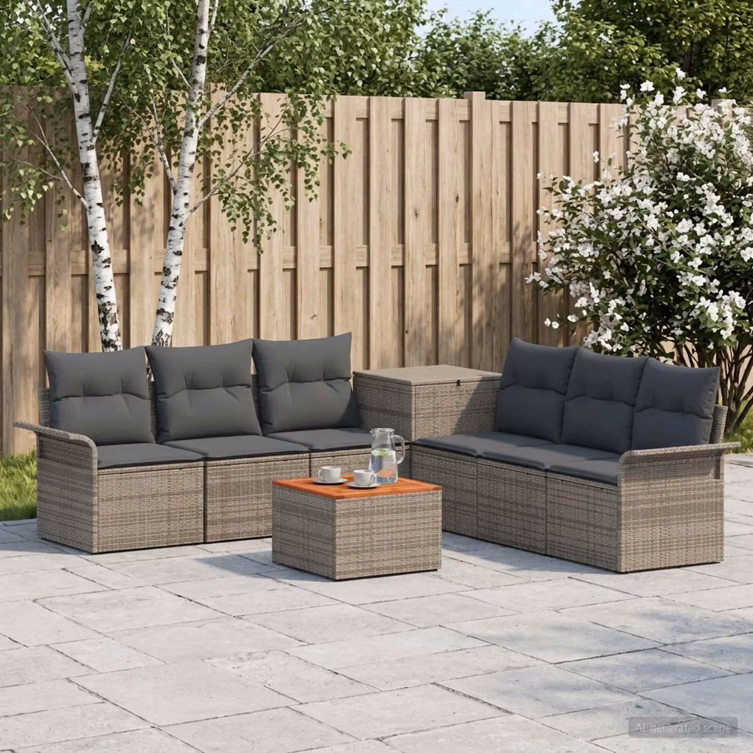 Set di divani da giardino vidaXL a forma di U composto da 8 pezzi in stile moderno, colore grigio e antracite, con struttura in metallo e cuscini inclusi