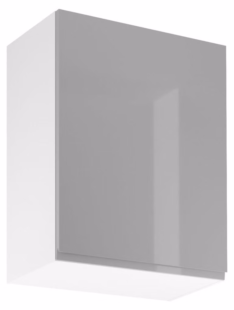 Pensile da cucina ARBOR - larghezza 60 cm, grigio lucido/bianco, design a destra