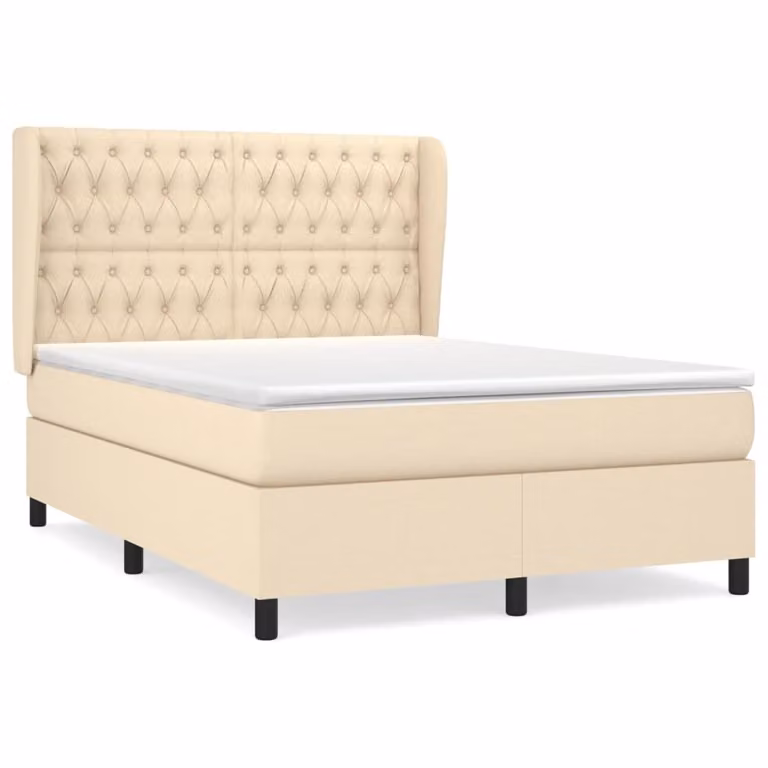 Giroletto a Molle con Materasso Crema 140x200 cm in Tessuto