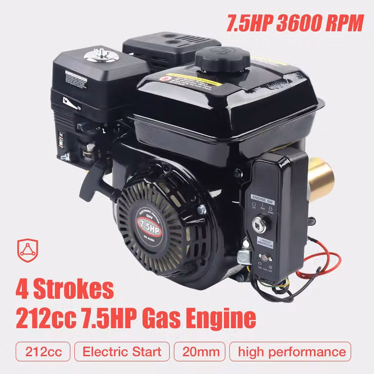 Motore a benzina da 210cc, 7,5 cavalli - Motore a 4 tempi - Alluminio e ferro - Raffreddato ad aria - Adatto per go-kart e compressori