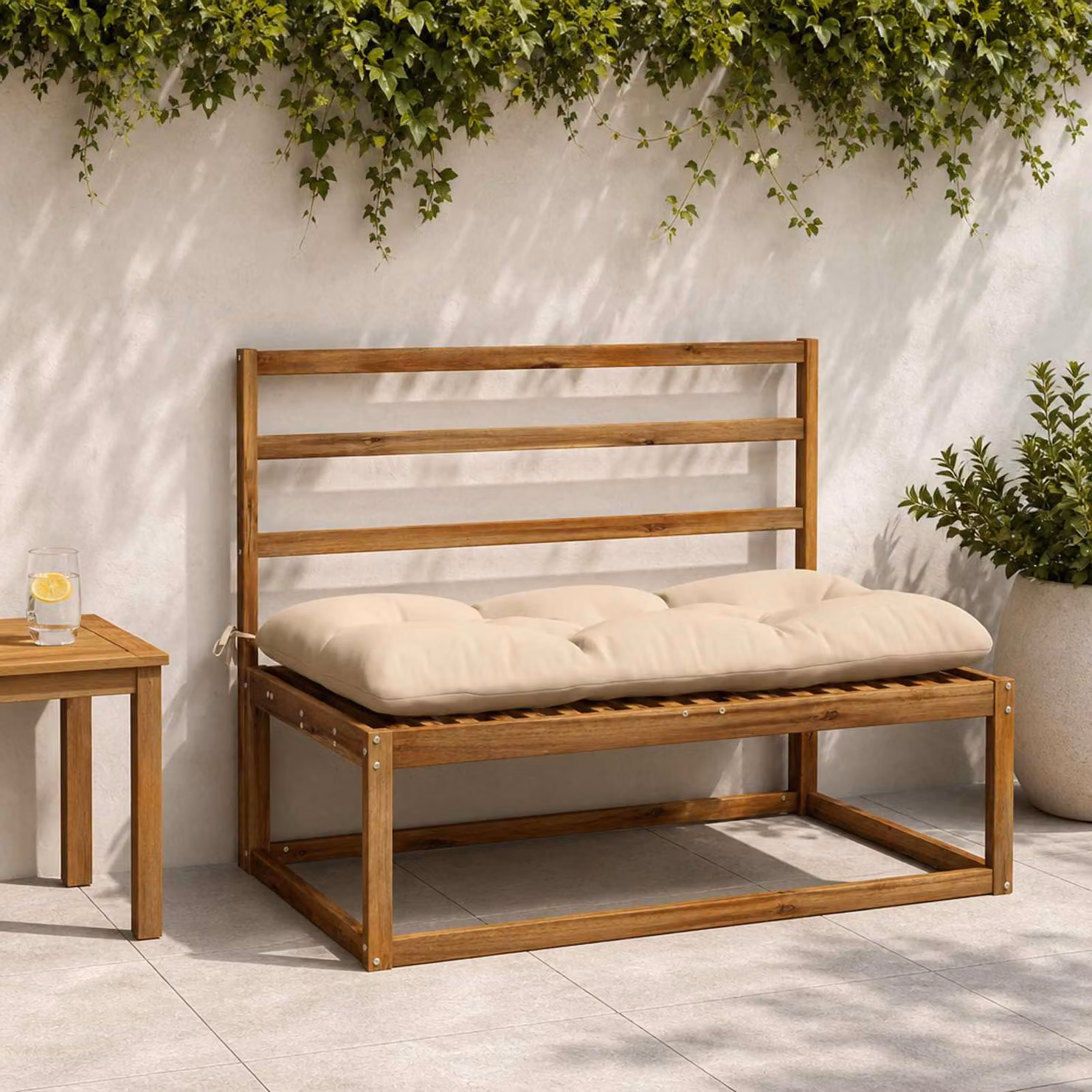 Set di 2 cuscini per panchina vidaXL VIANEN in poliestere beige con rivestimento rimovibile e lavabile