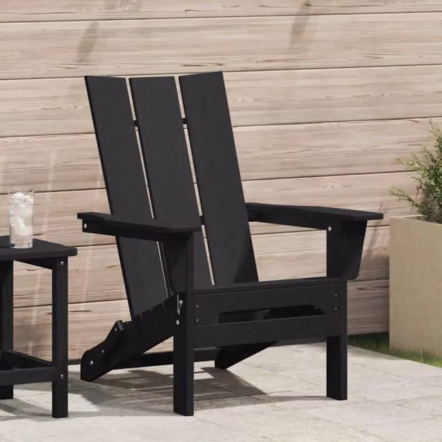 Sedia Adirondack pieghevole vidaXL nera con braccioli in materiale sintetico resistente alle intemperie L: 80,5 cm, P: 74,5 cm, H: 92 cm – 1