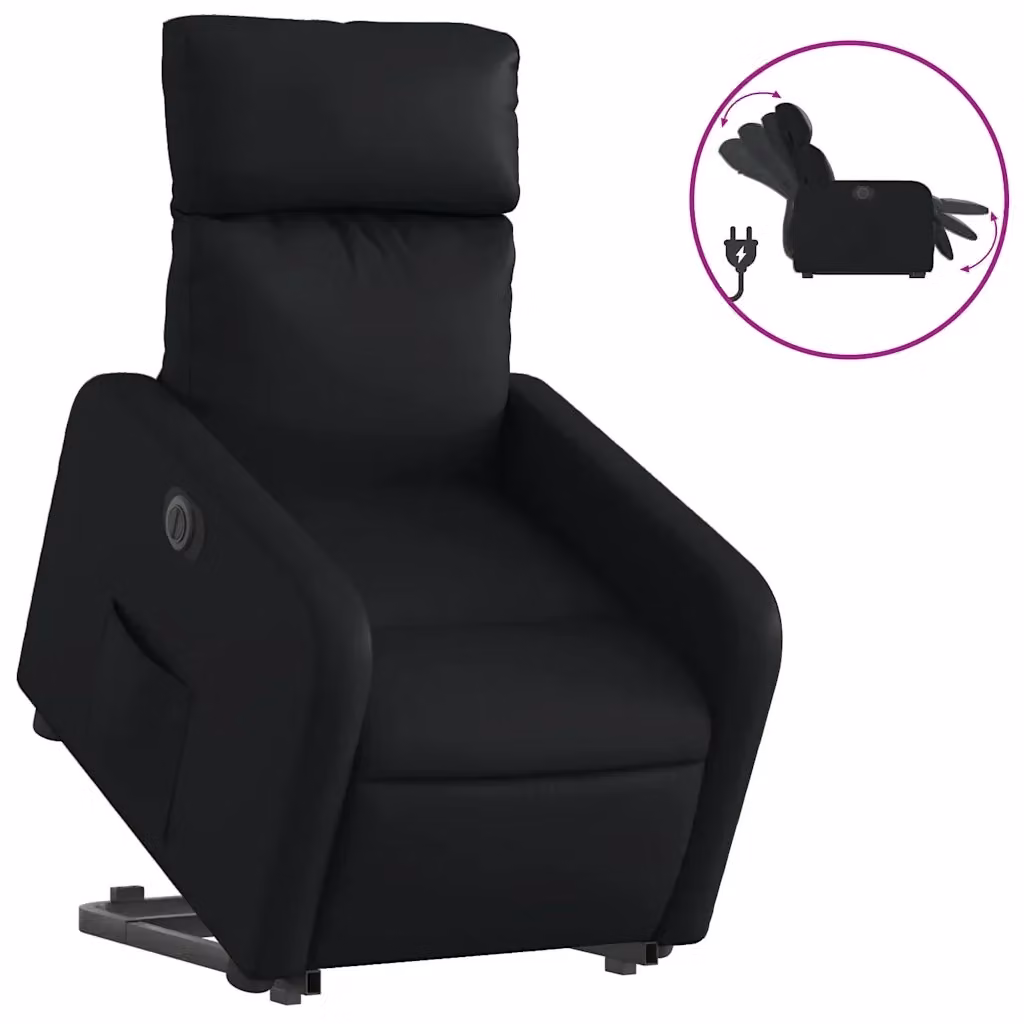 vidaXL Poltrona Alzapersona Reclinabile Elettrica Nera in Similpelle con Braccioli – 2