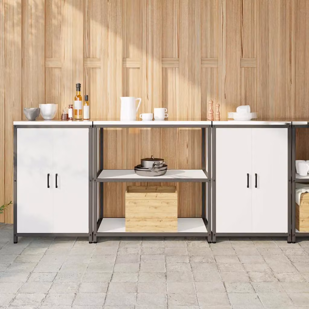 vidaXL Set di stoccaggio per cucina HATTEM in stile industriale, 3 pezzi, Bianco – 1