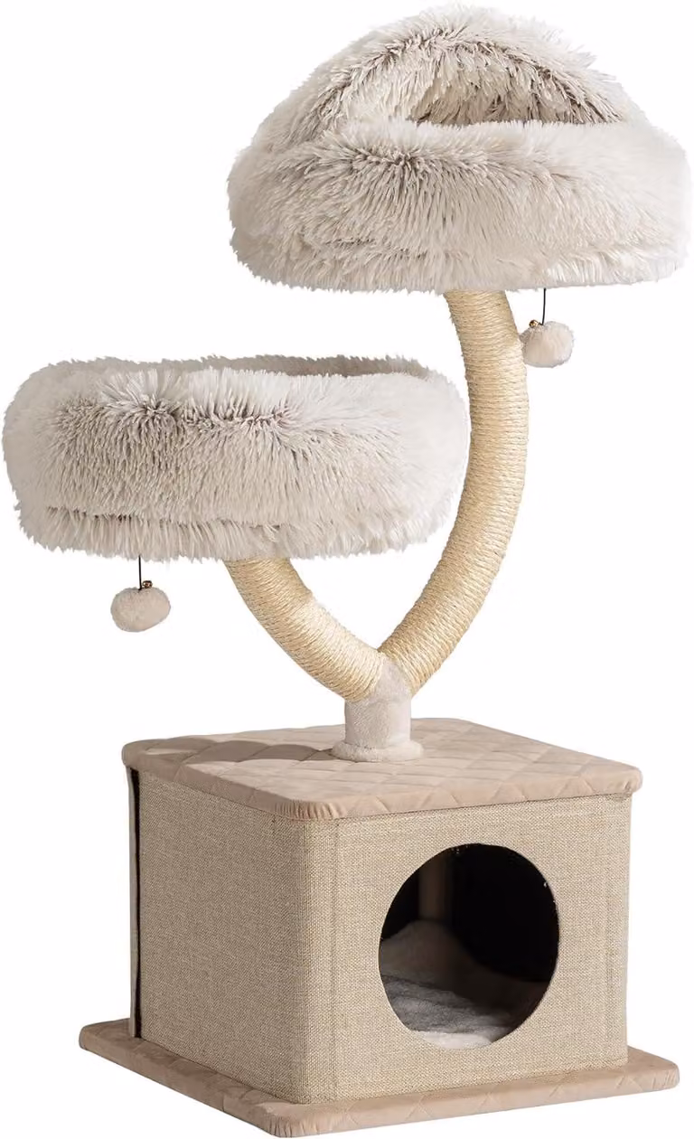Albero per gatti con design a ramo, altezza 95 cm, rivestito in peluche e sisal, ideale per far graffiare i gatti