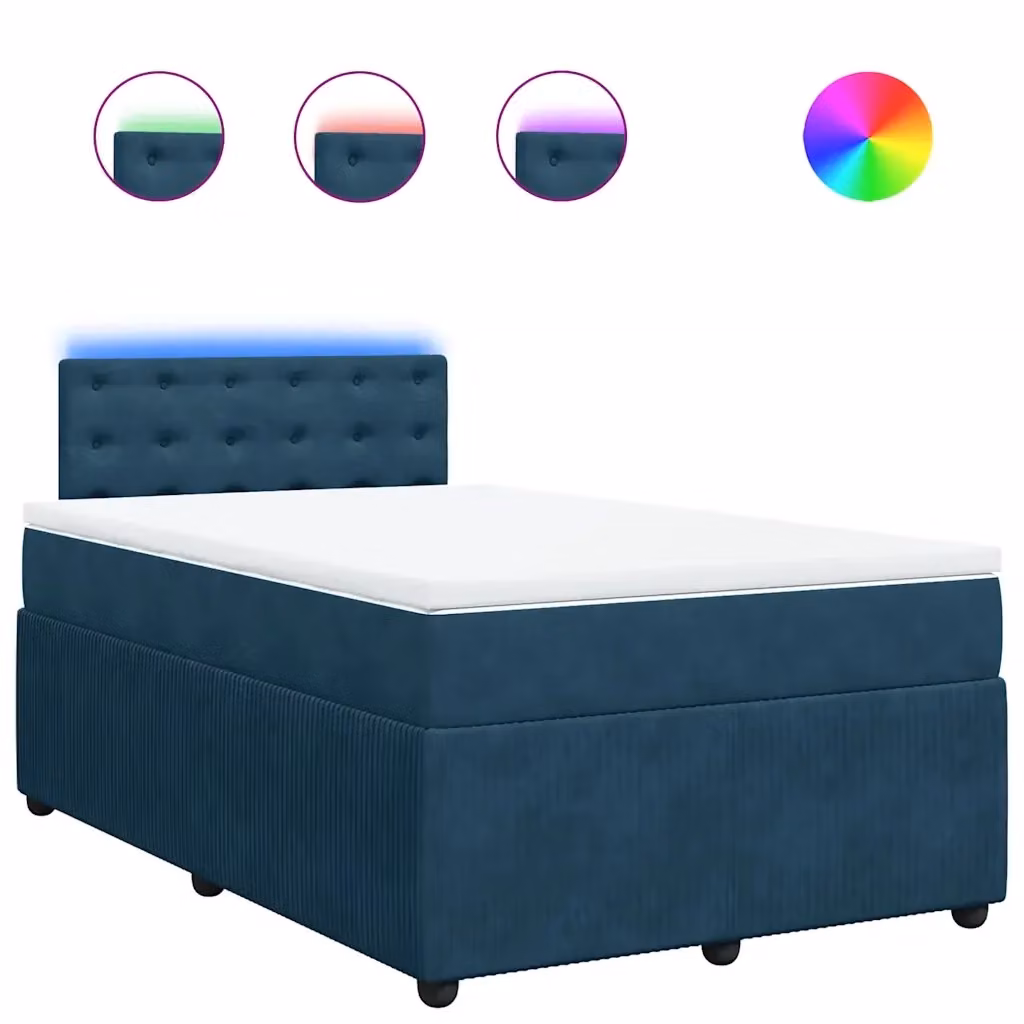 Letto Ibrido con Materasso in Velluto Blu e Bianco vidaXL L/P: 120 x 200 cm – 2