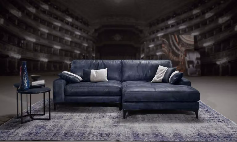 Ecksofa Sofa Wohnzimmer Sofas Leder Luxus Eck L-Form Stil Modern Möbel Blau