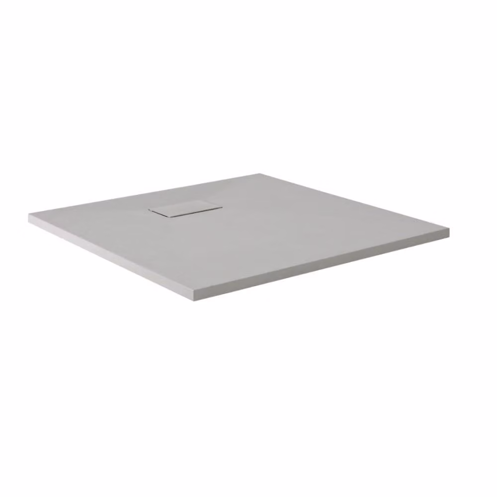 Piatto Doccia Effetto Ardesia Grigio Chiaro - 900mm x 900mm - con Kit di Rialzo per Nicchia - Rockwell