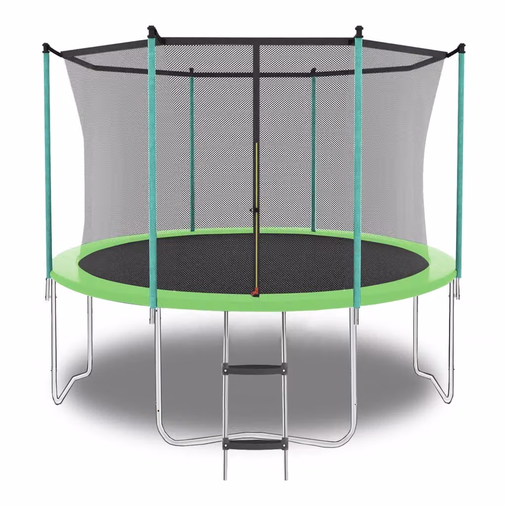 Trampolino REDOM da esterno e interno Verde con rete di sicurezza e scala L/P: 243,84 x 243,84 cm – 2