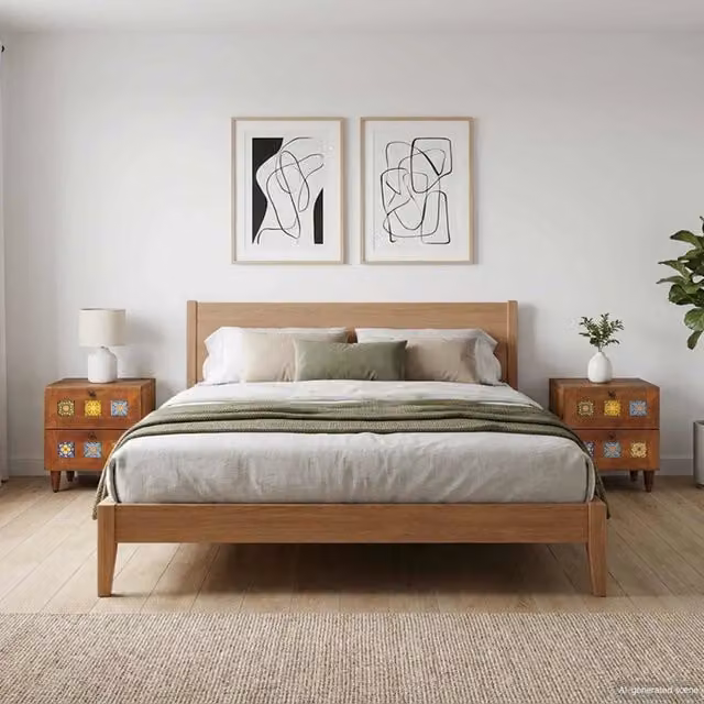 Set di 2 Armadi da Notte vidaXL in Legno di Mango Marrone Rustico L/P/H: 40 x 33 x 46 cm – 1