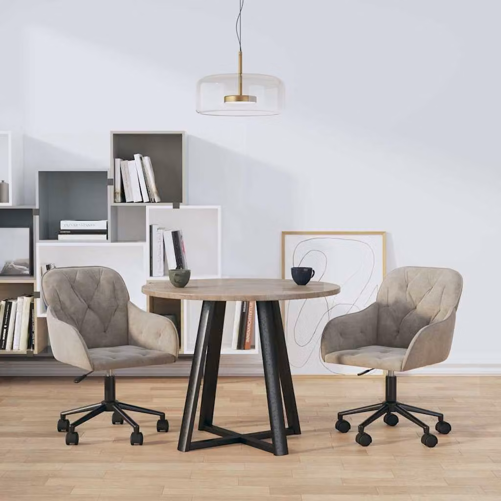 Set di 2 sedie da pranzo girevoli vidaXL in velluto grigio chiaro con base moderna – 1