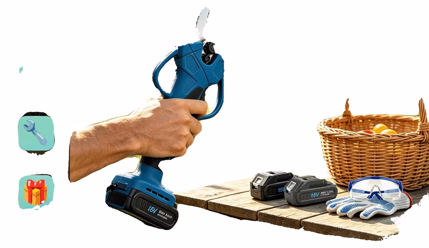 Potatore elettrico, diametro di taglio massimo 25 mm, batteria al litio duale da 3.0 Ah, materiale Acciaio al carbonio, motore a spazzole, velocità regolabile su due livelli
