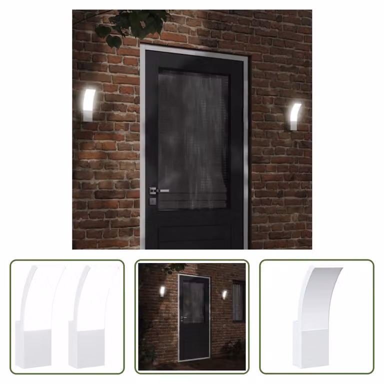 The Living Store Applique da esterno a LED 2 pz. Alluminio pressofuso bianco