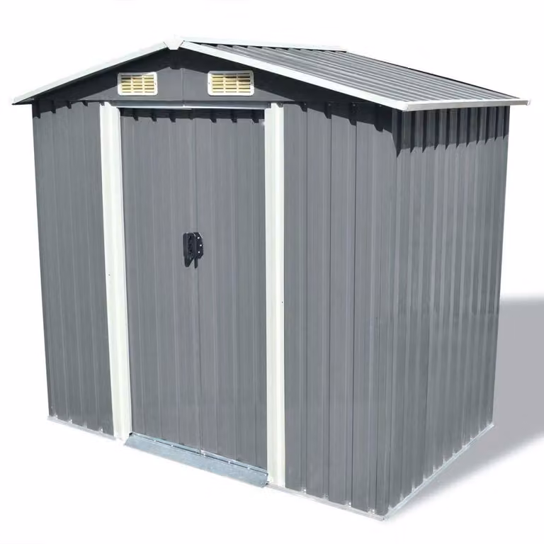 Capanno per attrezzi in metallo - 204 x 132 x 186 cm - Grigio - Casetta da giardino