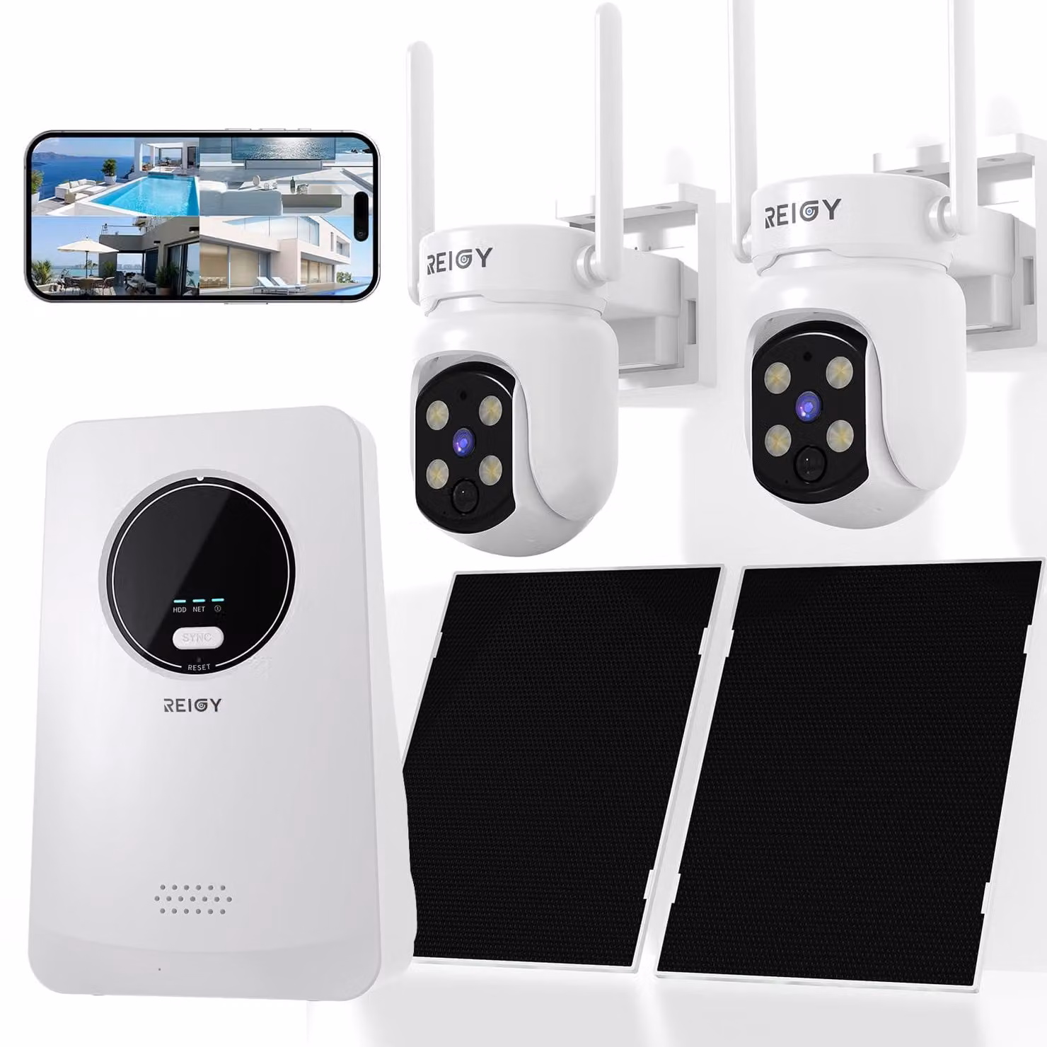 Telecamera di sicurezza - Wi-Fi per uso esterno - 4MP - Pannello solare - Visione notturna - PTZ (panoramica, inclinazione e zoom) - Resistente all'acqua