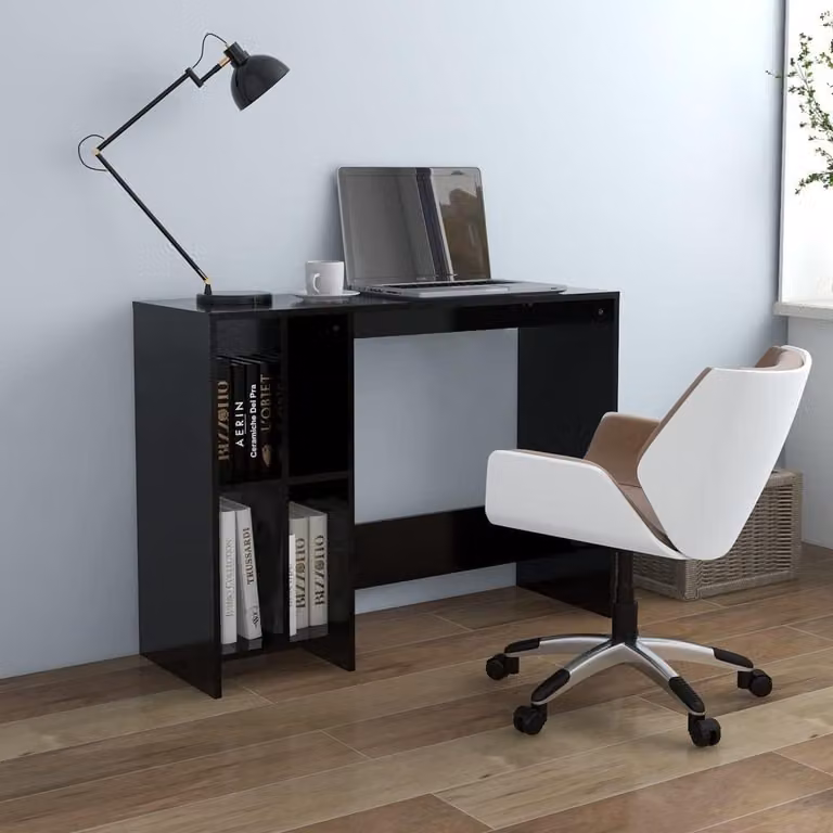 Tavolo da computer moderno con 4 scomparti, design salvaspazio