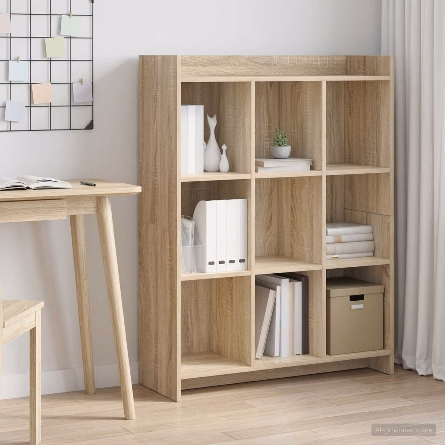 Libreria moderna vidaXL in legno ingegnerizzato Rovere Sonoma, colore marrone e beige, L 87,5 x P 30 x H 111 cm
