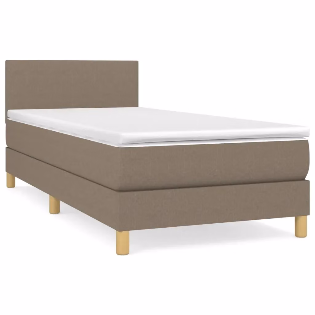 Letto Ibrido vidaXL con Giroletto a Molle e Materasso in Tessuto Beige e Bianco L/P/H: 193 x 90 x 78 cm – 2