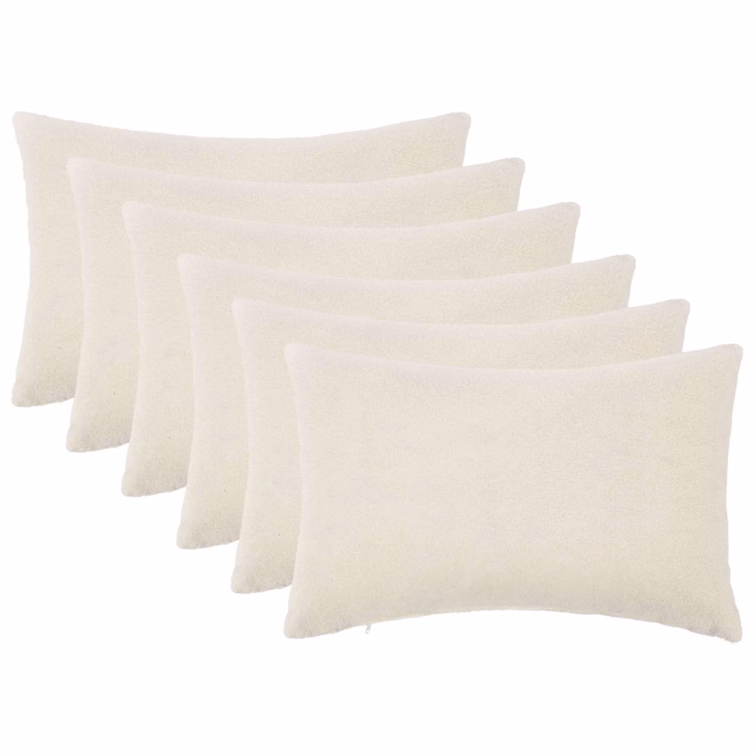 Set di 6 federe vidaXL HEERLEN in bouclé color crema, L 50 cm x P 80 cm