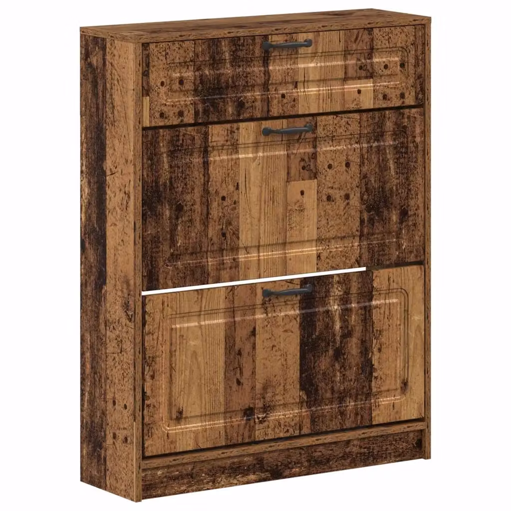 Mobile porta scarpe moderno vidaXL in MDF e metallo, marrone e nero, L: 78 cm, P: 24 cm, H: 100 cm – 2