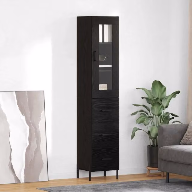 Credenza Buffet Armadio da Cucina vidaXL in Legno e Metallo Nero Moderno L/P/H: 34,5 x 34 x 180 cm – 1
