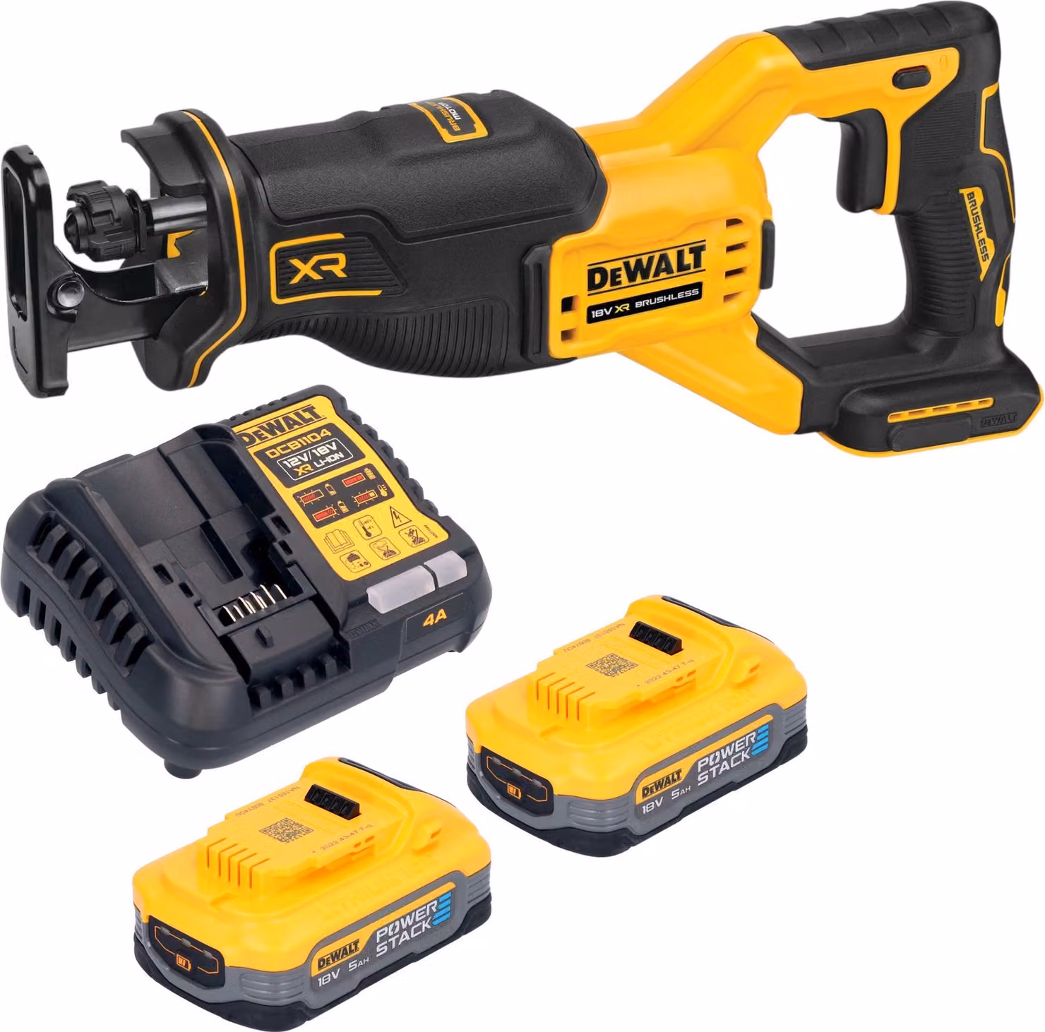 Sega alternativa a batteria DeWalt DCS 382 H2 18 V brushless + 2 batterie Powerstack da 5,0 Ah + caricabatterie