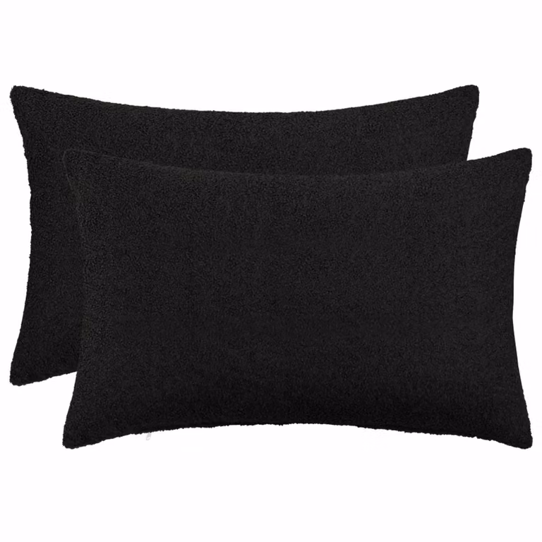 Set di 2 federe vidaXL HEERLEN in tessuto bouclé nero, L 50 cm x P 80 cm