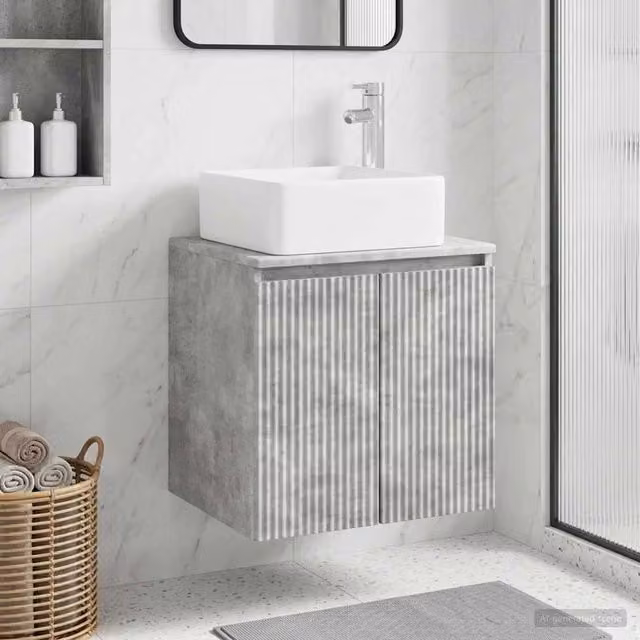 Mobile Lavabo da Parete Moderno vidaXL Grigio Opaco L/P/H: 53 x 35 x 63 cm