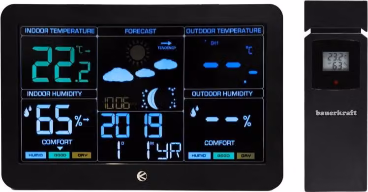 Stazione meteo wireless termometro barometro orologio sveglia previsioni