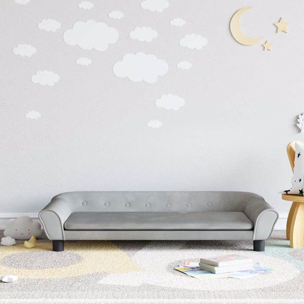 vidaXL Divano per Bambini in Velluto Grigio L: 100 cm, P: 50 cm, H: 26 cm