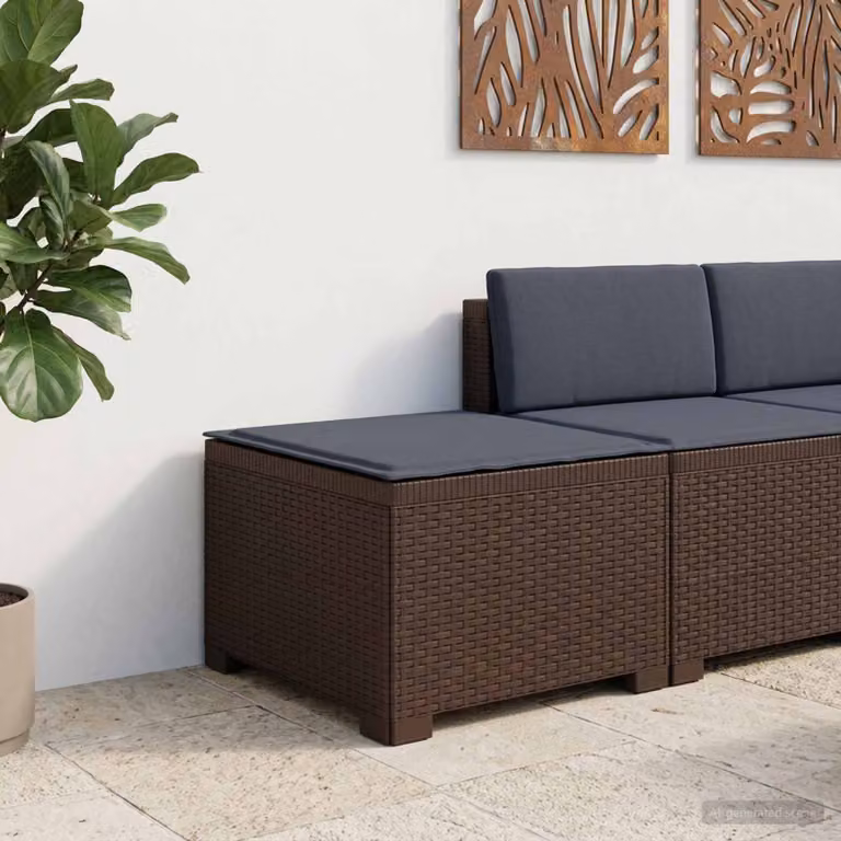 vidaXL Divano da Giardino a 1 Posto con Cuscino in Effetto Rattan, Colore Marrone e Grigio