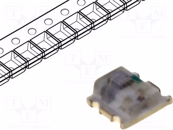 2 LED, angolo di emissione 120°, corrente di funzionamento 20mA, tensione di alimentazione 3,3÷5V. Versione: lampeggiante, tricolore. Codice prodotto: OST10807C1C-C, effetto speciale