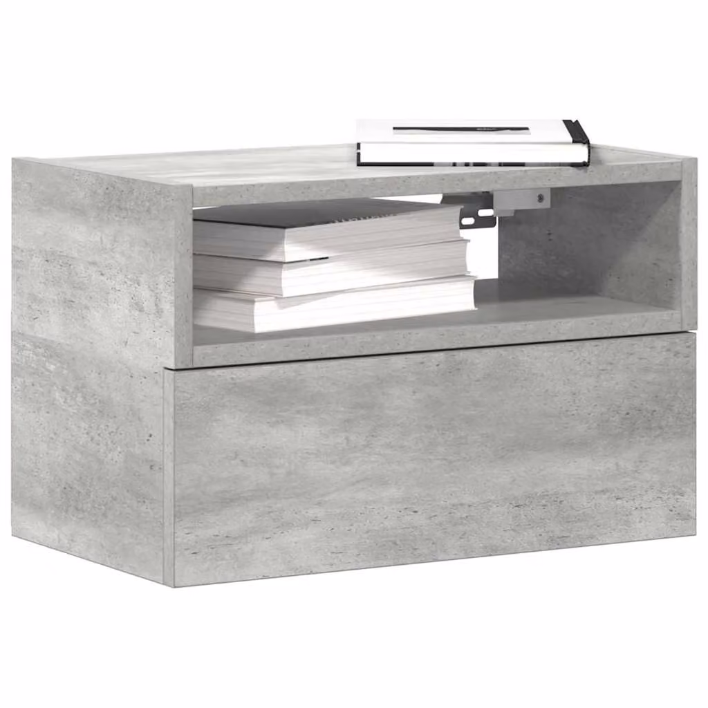 Set di 2 comodini da muro vidaXL in stile moderno, colore grigio cemento, L 45 cm x P 26 cm x H 28,5 cm