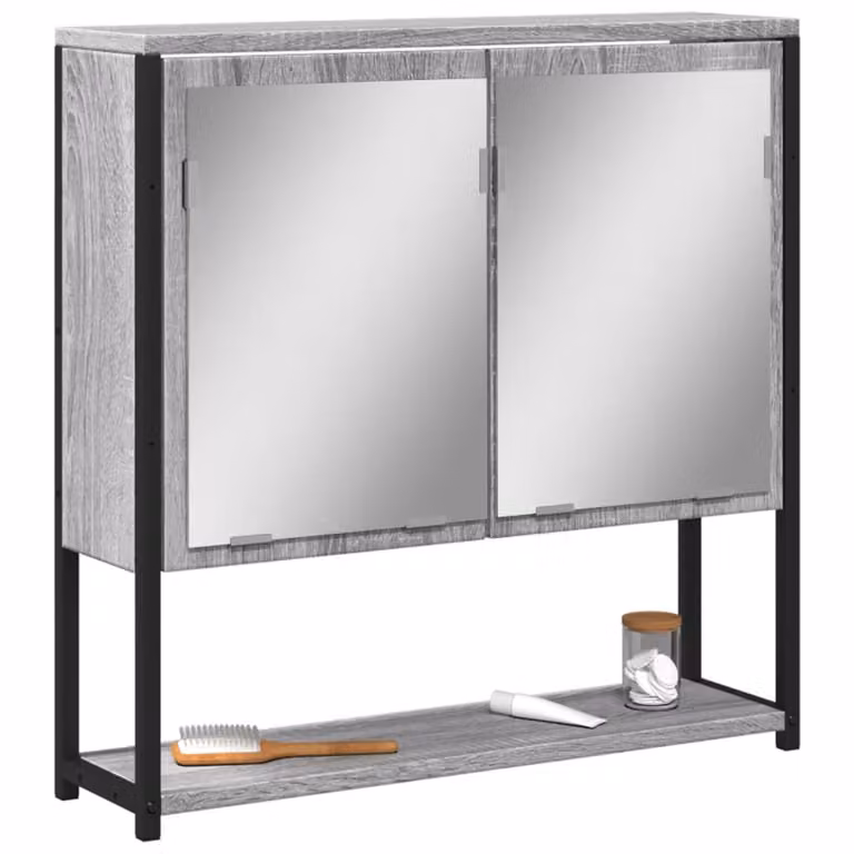 Specchio da bagno mobile vidaXL Grigio Sonoma L: 60 cm, P: 16 cm, H: 60 cm
