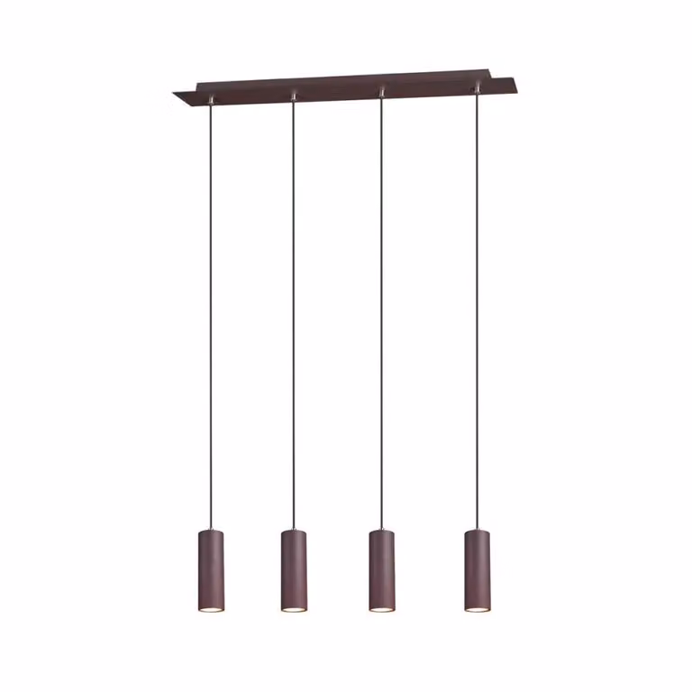 Moderna lampada a sospensione 4 fl. Lampada a sospensione per soggiorno, camera da letto, cucina, metallo color ruggine