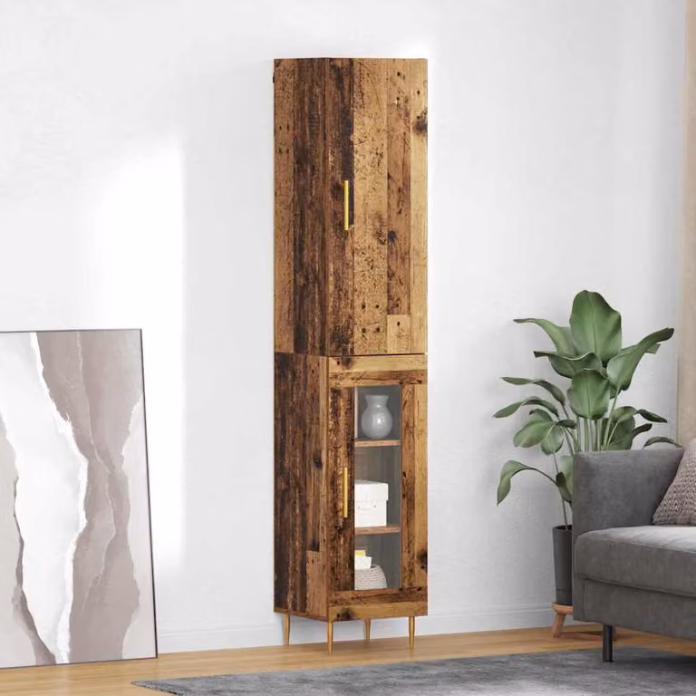 Set di 2 credenze vidaXL in legno e metallo marrone stile moderno L/P/H: 34,5 x 34 x 180 cm