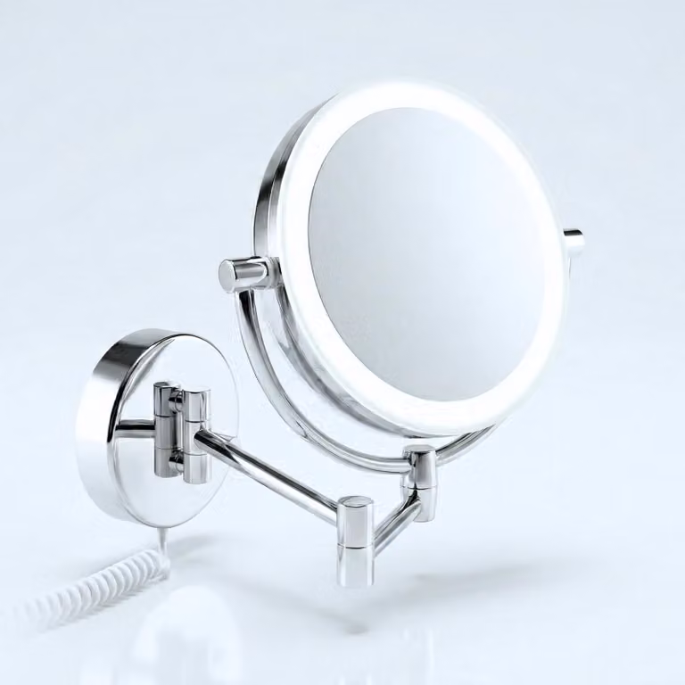 Specchio da trucco a LED, ingrandimento 5x/10x, con intensità regolabile, rotazione a 360°, da montare a parete