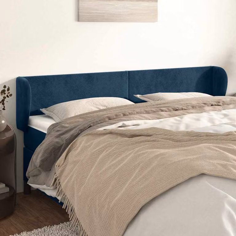 Testiera ad orecchio vidaXL in velluto blu scuro L: 183 cm, P: 23 cm, H: 78/88 cm