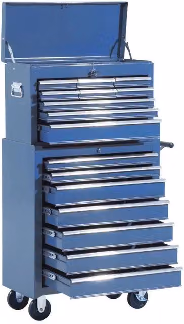 Carrello portautensili da officina con 4 cassetti, blu, mobile e stabile, ideale per garage e officina