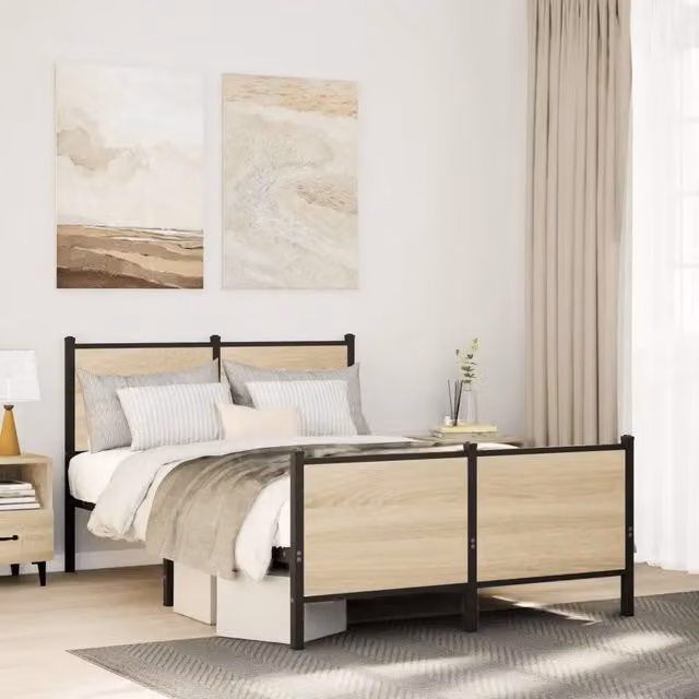 Struttura Letto Design Mania in Metallo e Rovere Sonoma, L 120 x P 200 cm